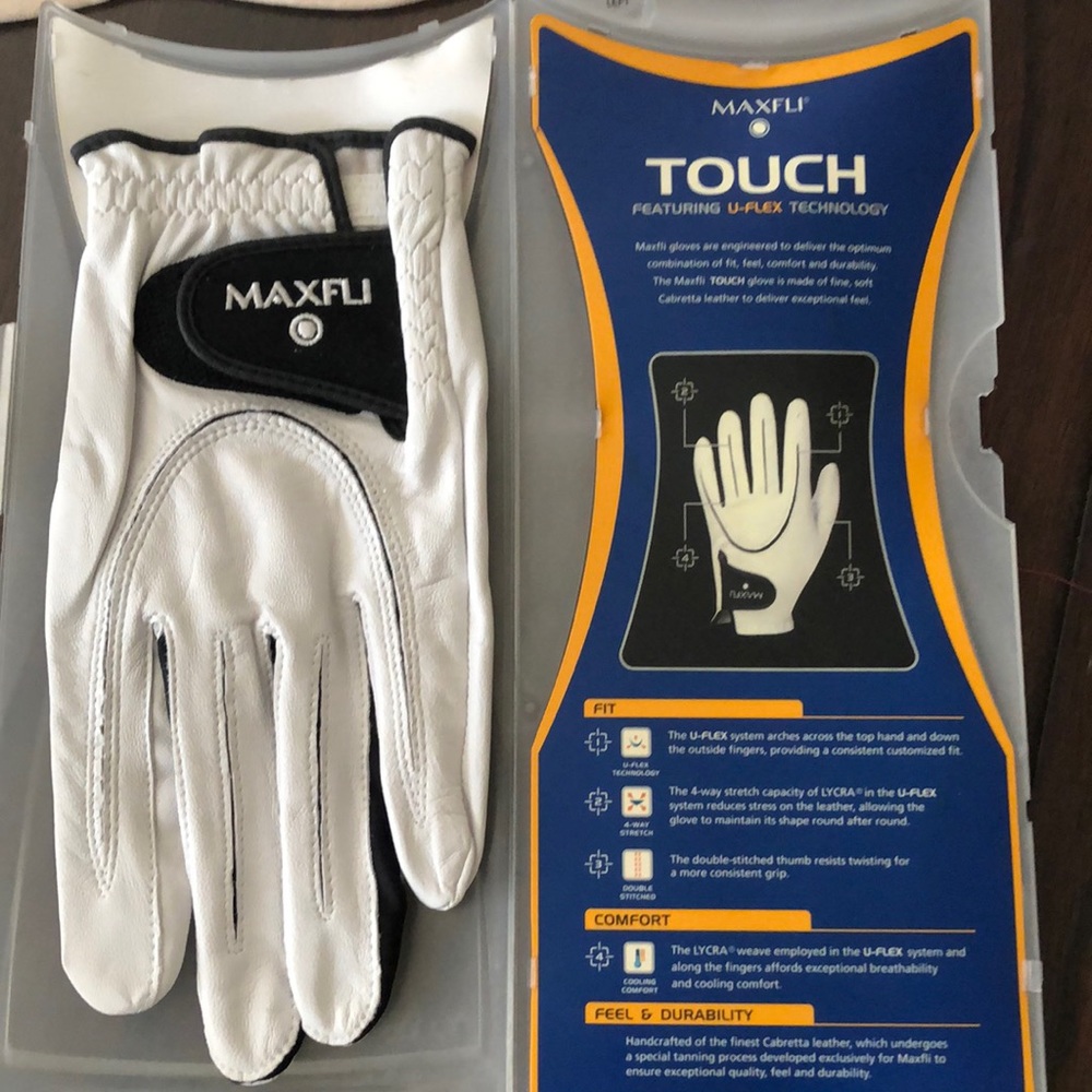 🏌️‍♂️MAXFLI Touch u-flex technology left hand leather Golf Glove, Velcro close